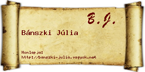Bánszki Júlia névjegykártya